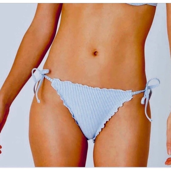 Onia Jamie Cheeky Bikini Bottoms Striped Blue White Women's Size XS NWOT - Picture 2 of 11